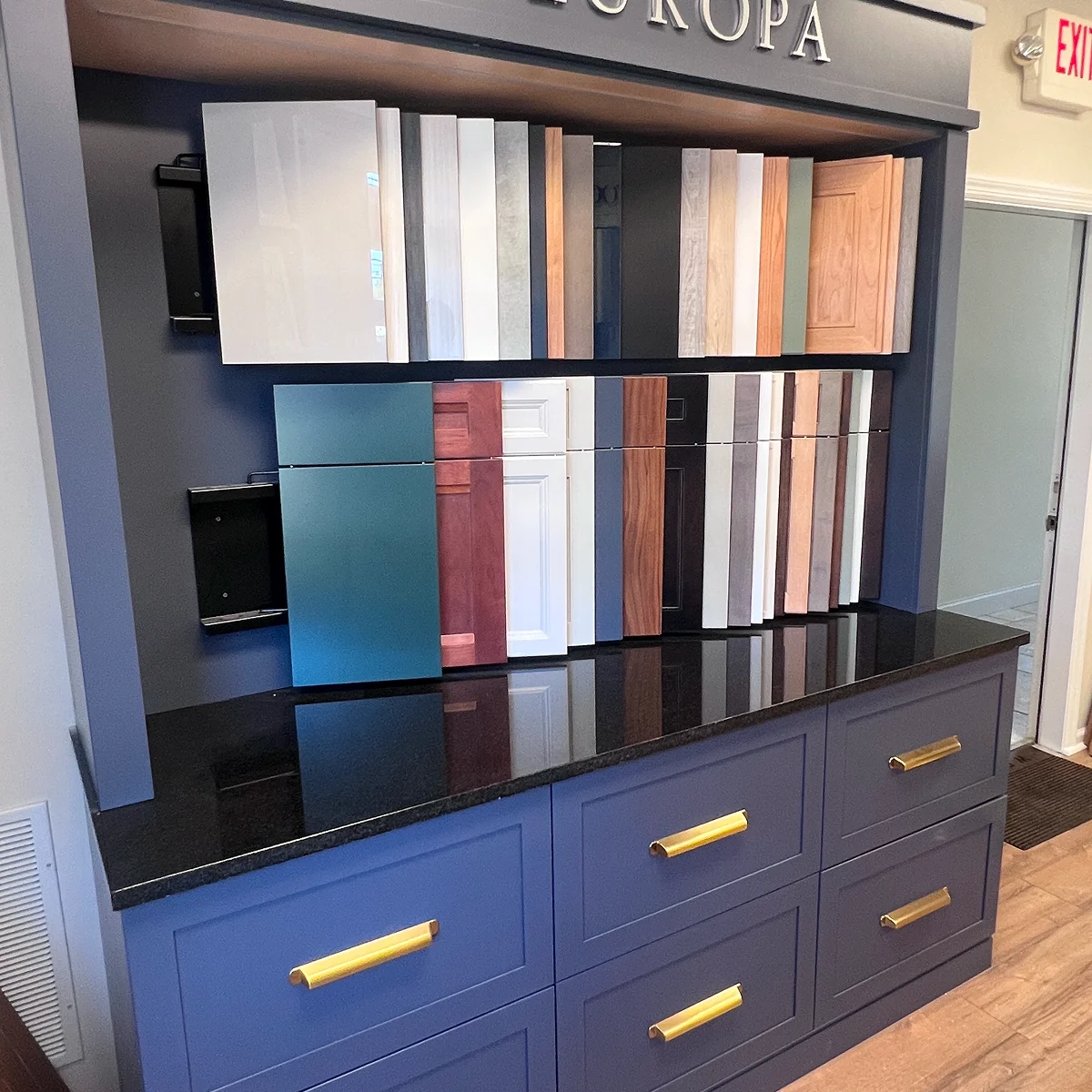 Europa cabinet door sample display