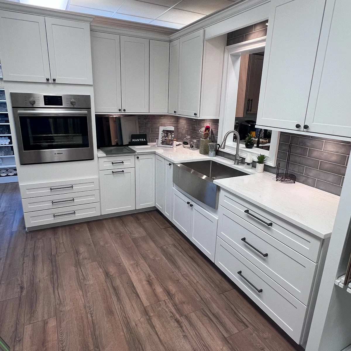 White kitchen showroom display