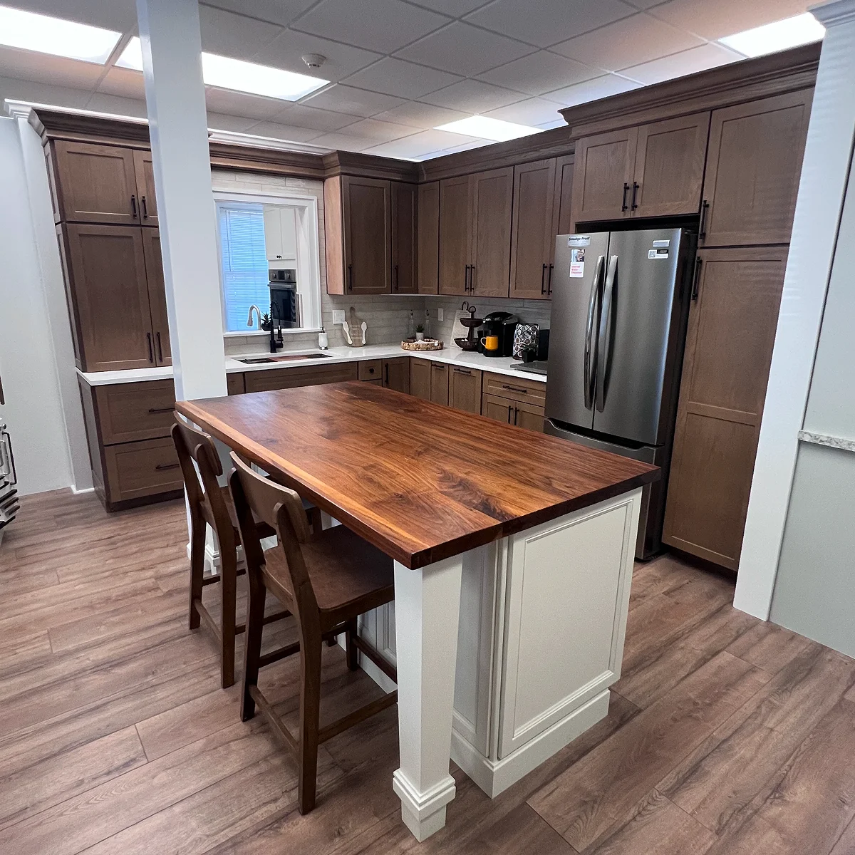Wood kitchen island showroom display