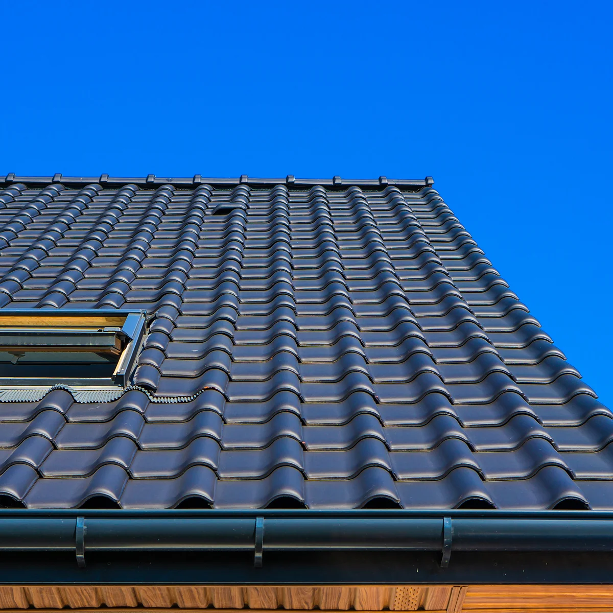 Black architectural roof detail